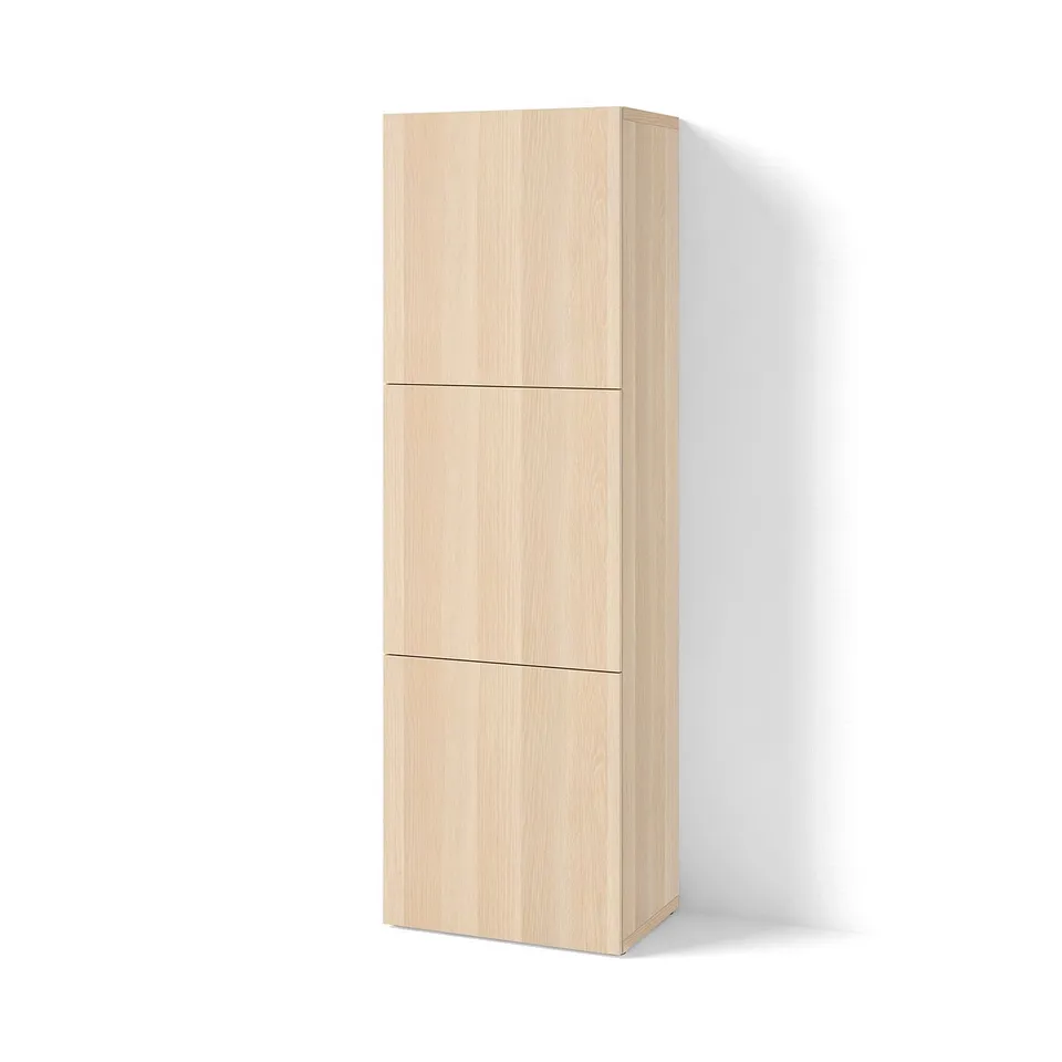 BESTÅ Shelf unit with doors, white stained oak effect/Lappviken white stained oak effect, 60x42x193 cm