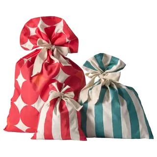 VINTERFINT gift bag, set of 3, mixed colours/mixed patterns