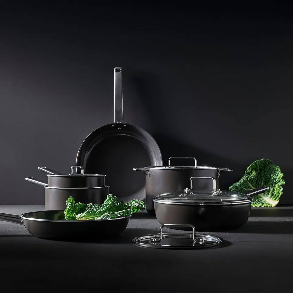 GULDÖRING Sauté pan with lid, non-stick coating glass/black-grey, 24 cm