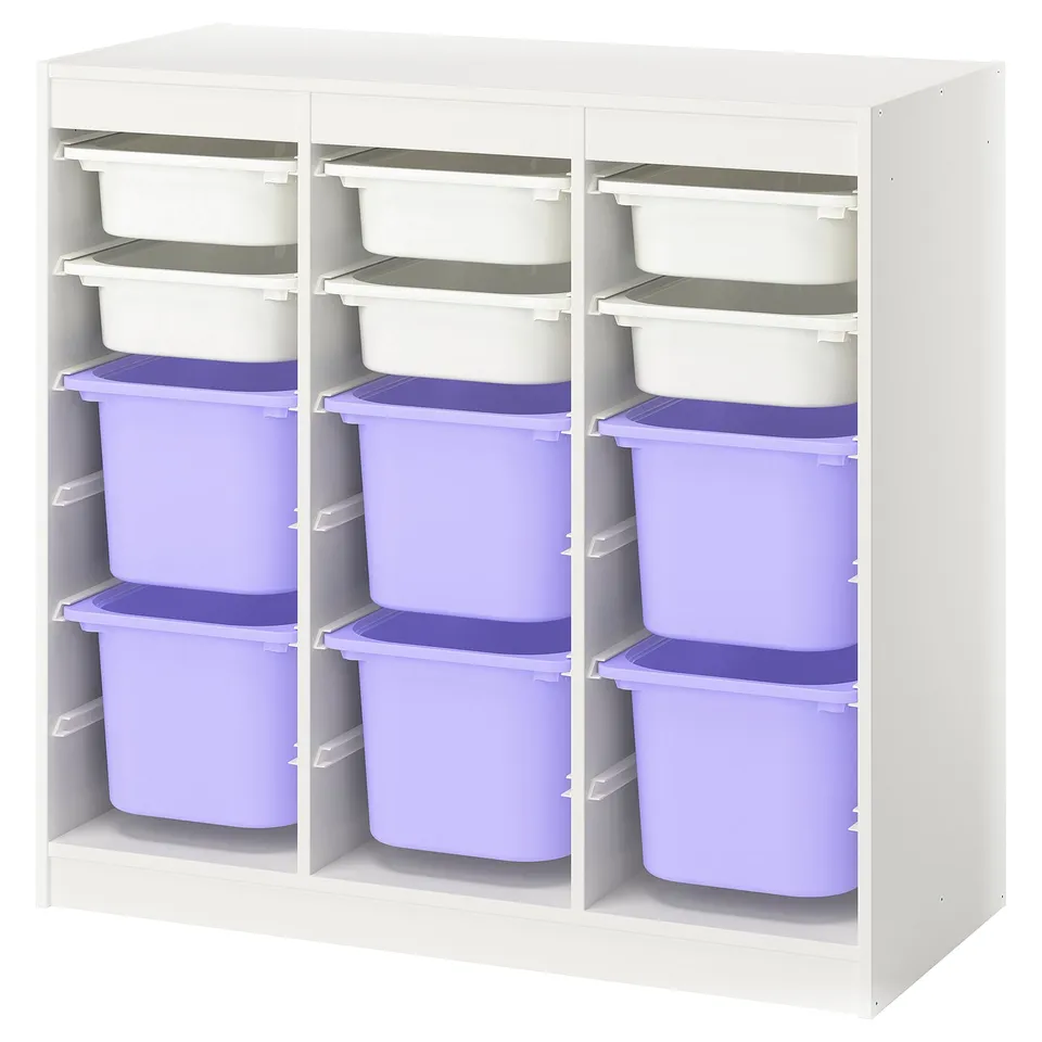 TROFAST Storage combination with boxes, room divider/white lilac, 99x44x95 cm