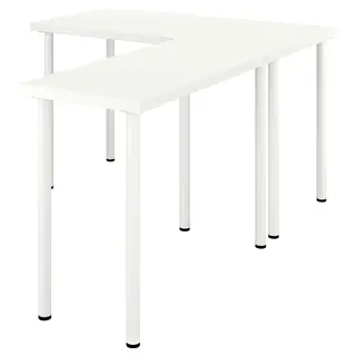 LAGKAPTEN / LINNMON L-shaped desk, white, 120x160 cm