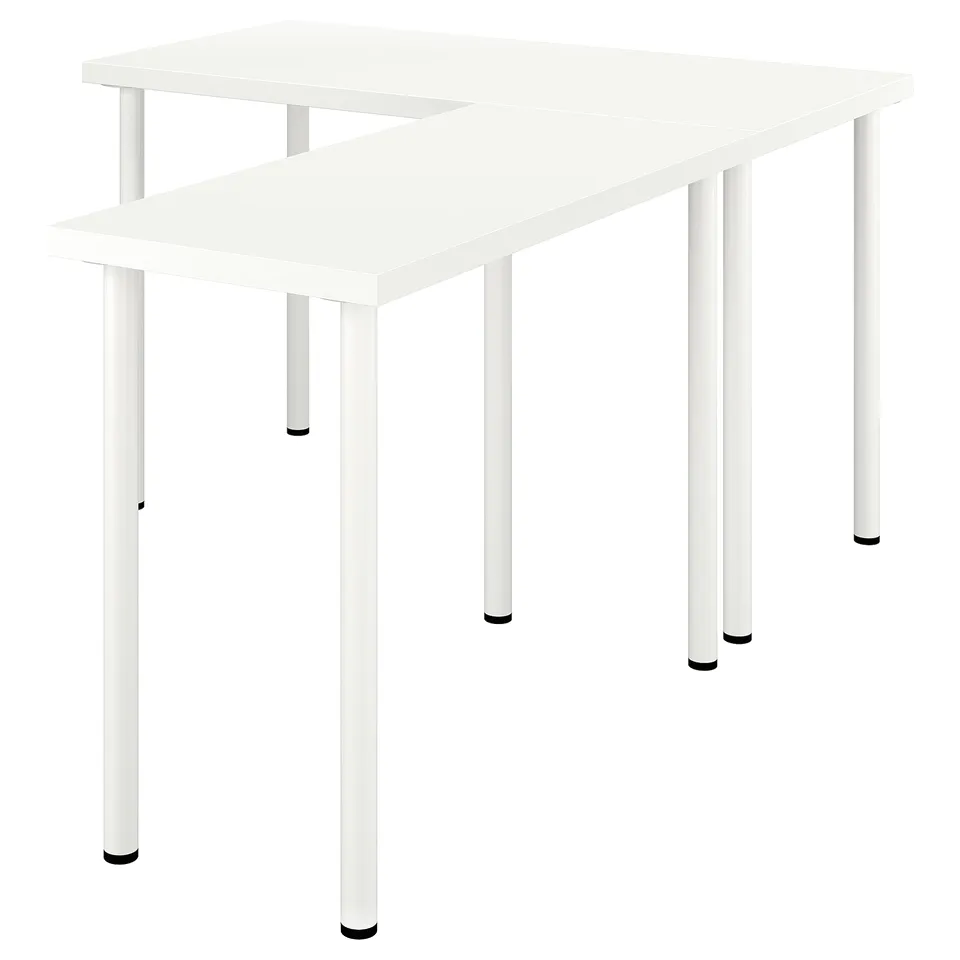 A white LAGKAPTEN table with a rectangular top and four white legs. It has a minimalist design.