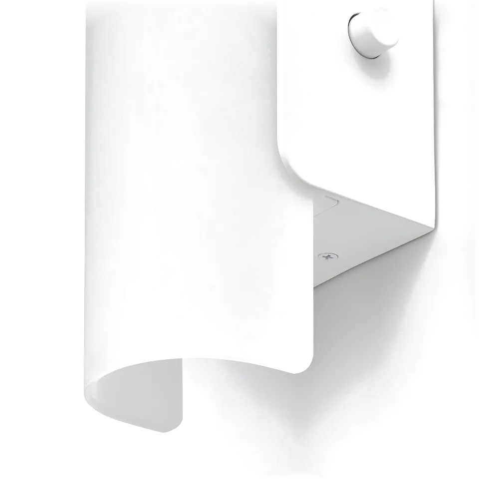 Minimalist wall lamp showcasing sleek design, frosted glass shade, and metallic base, reflecting high-quality craftsmanship.