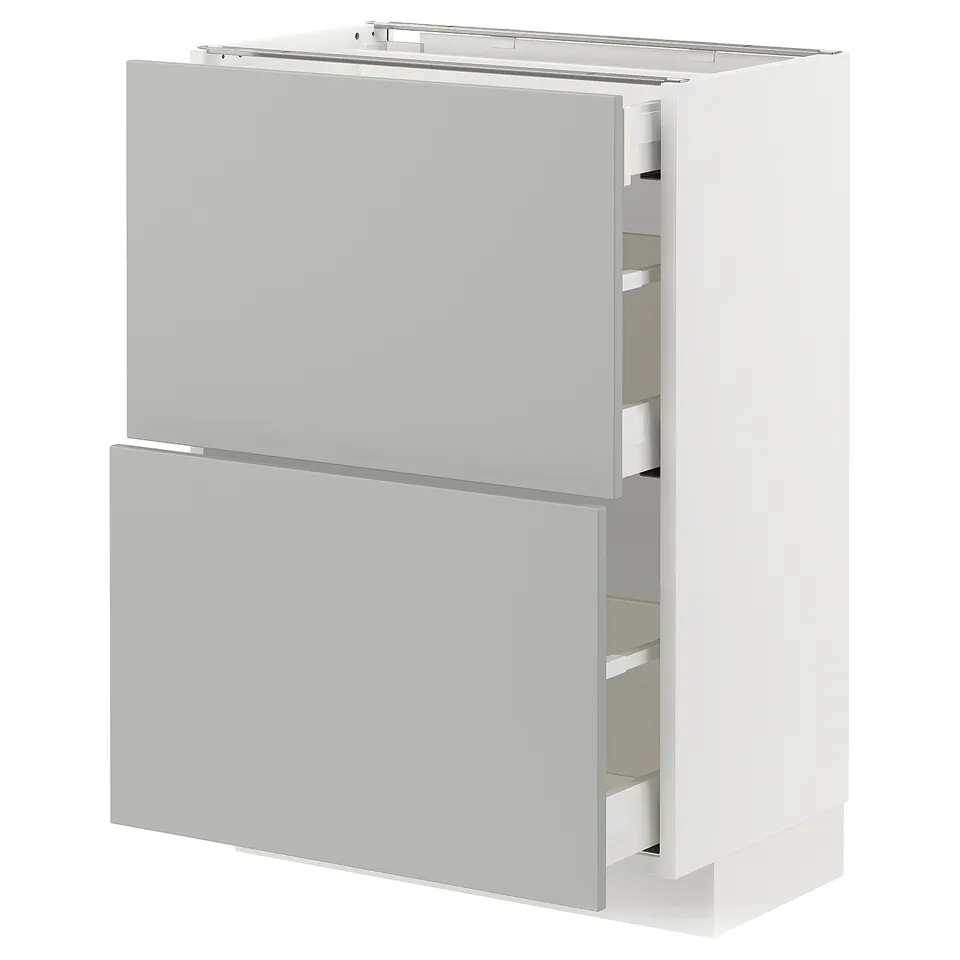 METOD kitchen cabinet, light grey, white frame, square, clean design.