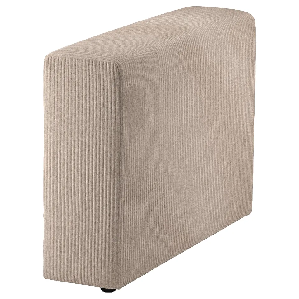 JÄTTEBO, neutral-colored, rectangular ottoman, textured corduroy fabric, soft, inviting, modern design, four small feet.