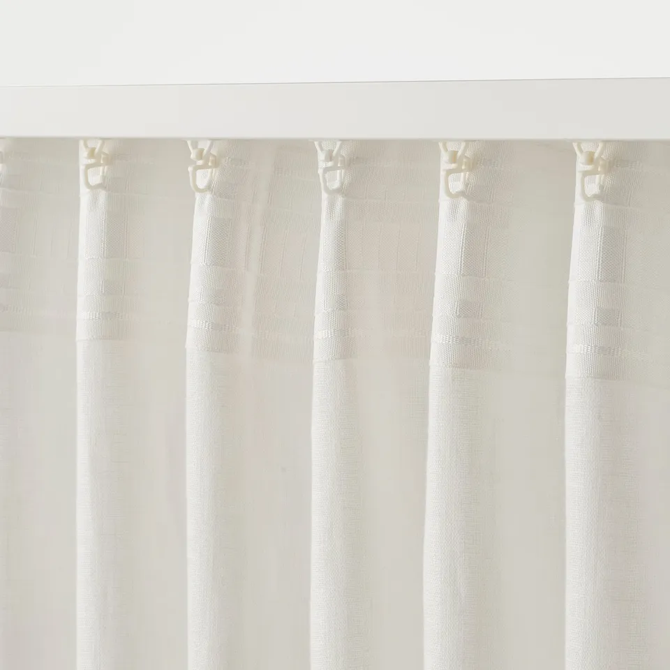 DYTÅG Curtains, 1 pair, white/with heading tape, 145x250 cm