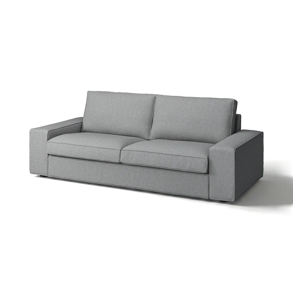 Modern grey KIVIK sofa, sleek and rectangular, upholstered in recycled polyester.
