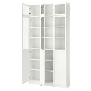 BILLY / OXBERG bookcase, white/glass, 120x30x237 cm
