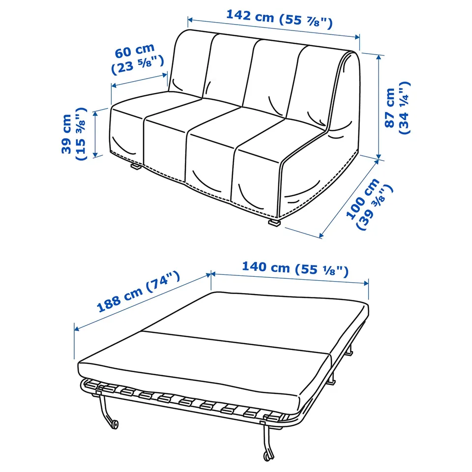 Illustration with measurements for the product: LYCKSELE LÖVÅS.
