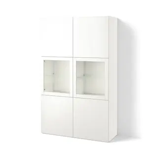 BESTÅ storage combination w glass doors, white Lappviken/Sindvik white clear glass, 120x42x193 cm
