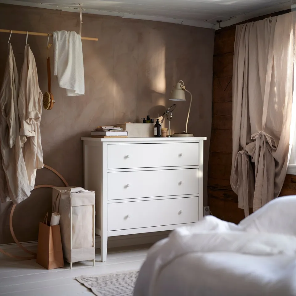 GULLABERG Chest of 3 drawers, white/anchor/unlock-function, 99x48x100 cm