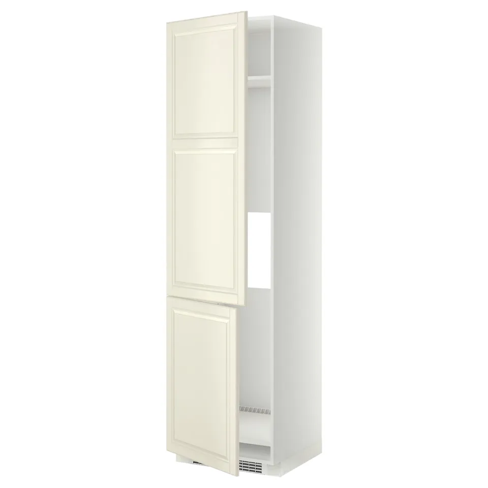 Ikea METOD off-white kitchen cabinet with doors and shelves.