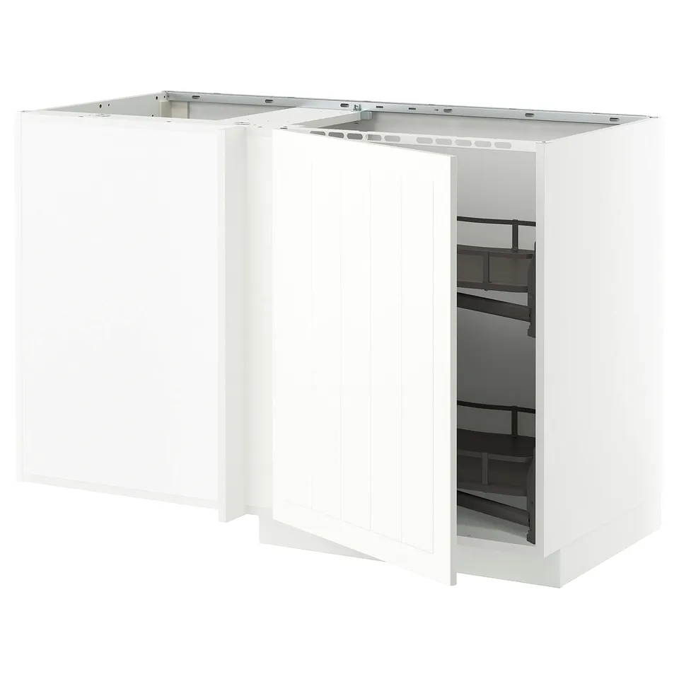 White METOD kitchen cabinet with pull-out shelves, modern design.