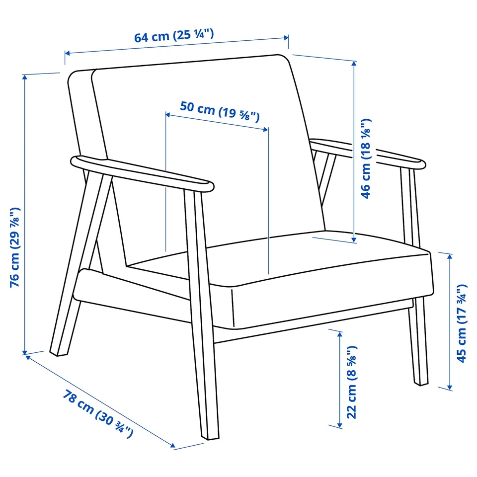 EKENÄSET Armchair and footstool, oak effect/Kilanda light beige