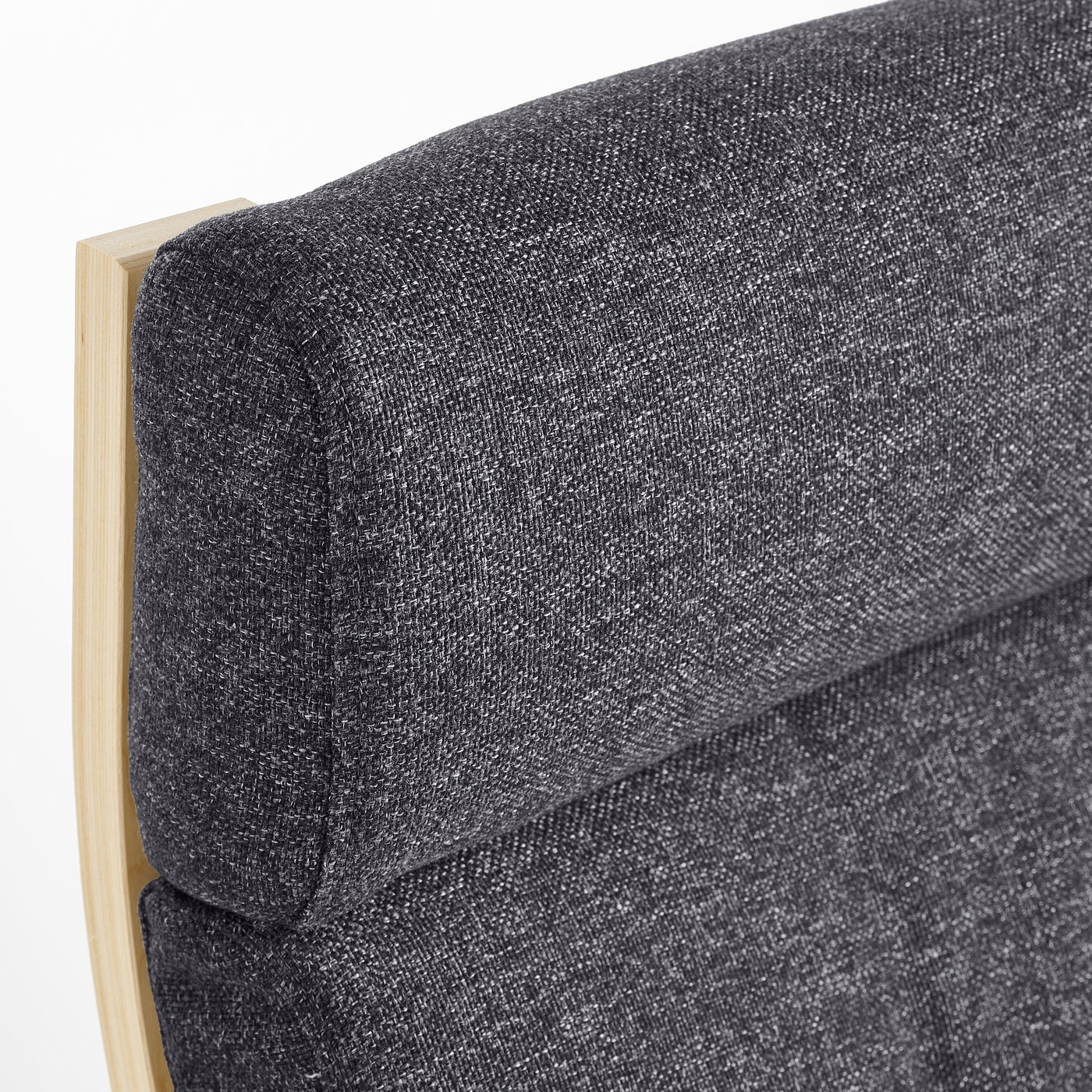 Dark grey cushioned chair with wooden frame, showing quality upholstery and sturdy construction.