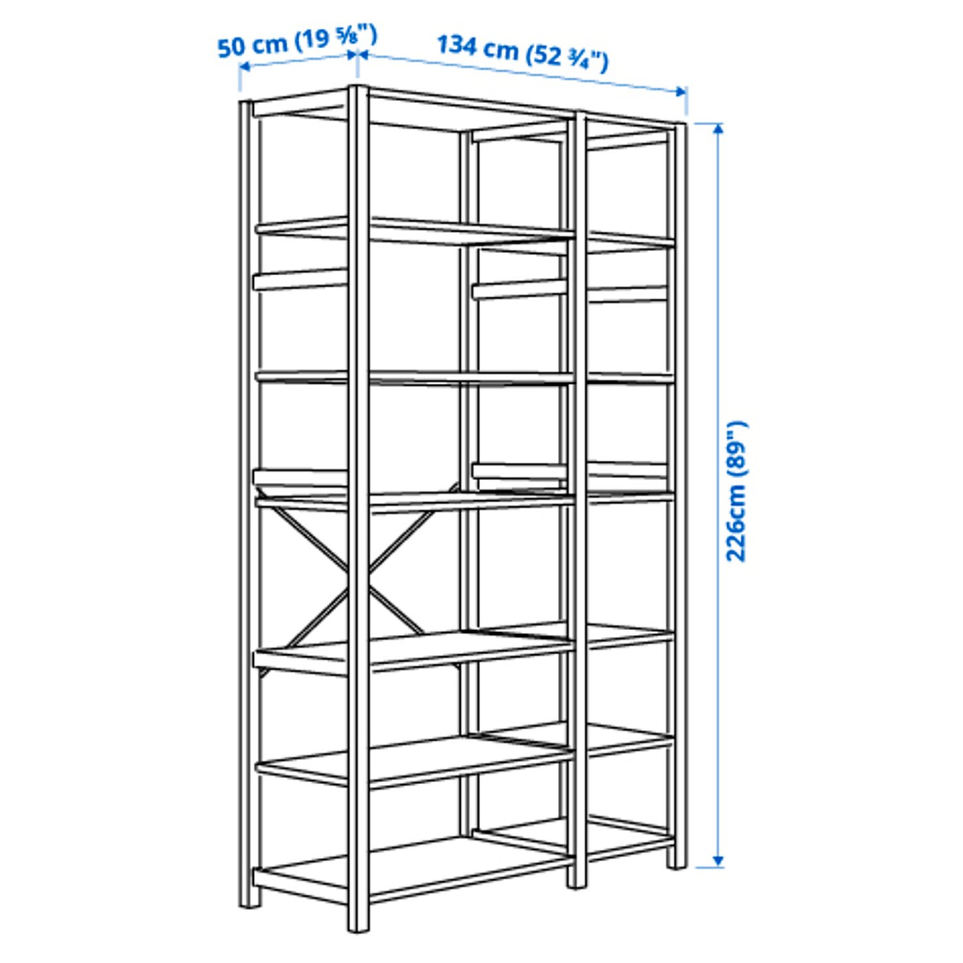 Illustration with measurements for the product: IVAR.