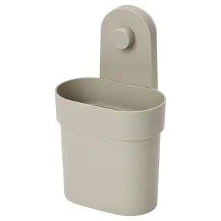 ÖBONÄS container with suction cup, grey-beige, Width 12.9 x Height 21.8 x Depth 10 cm