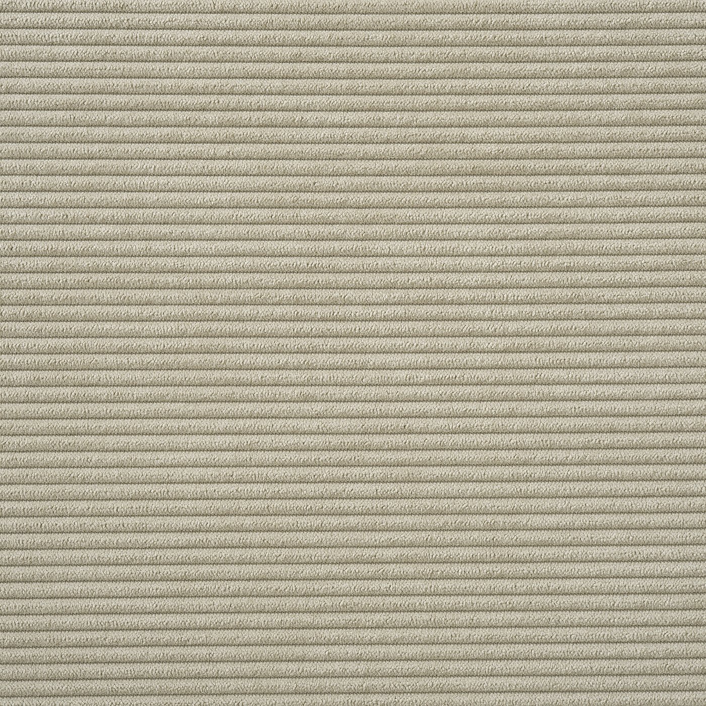 A bed frame with a soft, textured, beige cover featuring horizontal lines, exuding a cosy and comfortable feel.