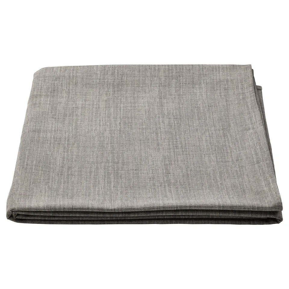 Grey SVARTSENAP tablecloth, rectangular, folded, woven cotton fabric.