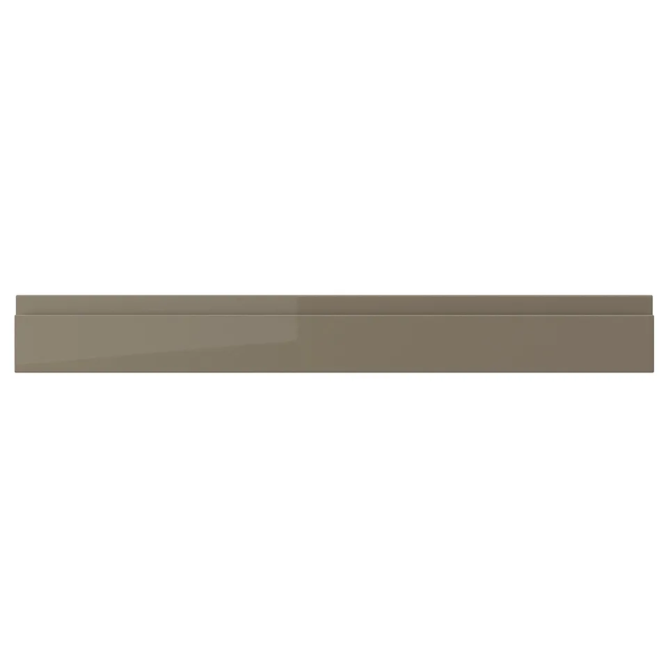 VOXTORP drawer front, dark grey-brown, glossy, rectangular, sleek, modern design with integrated handle.