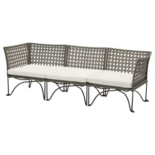 JUTHOLMEN 3-seat modular sofa, outdoor, dark grey/Kuddarna light grey-beige, Width 210 x Depth 73 x Height 71 cm