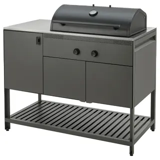 BÅTSKÄR charcoal barbecue, outdoor/dark grey, Height 114 x Length 60 x Width 120 cm
