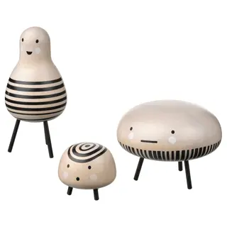 DVÄRGTALL decoration figure, set of 3, solid wood/black