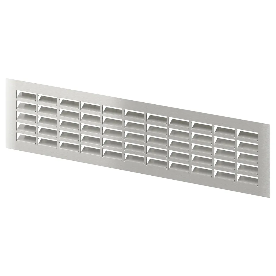 Rectangular metal vent grid, white, rectangular, modern design.