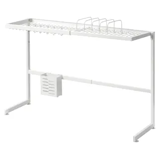 SKYGGFISK dish drainer, white/extendable, Height 61 x Length 89 x Width 26 cm