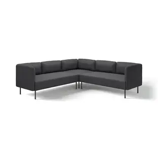 LILLEHEM modular corner sofa, 4 seat, Gunnared dark grey/metal, Height 73 x Depth 76 cm