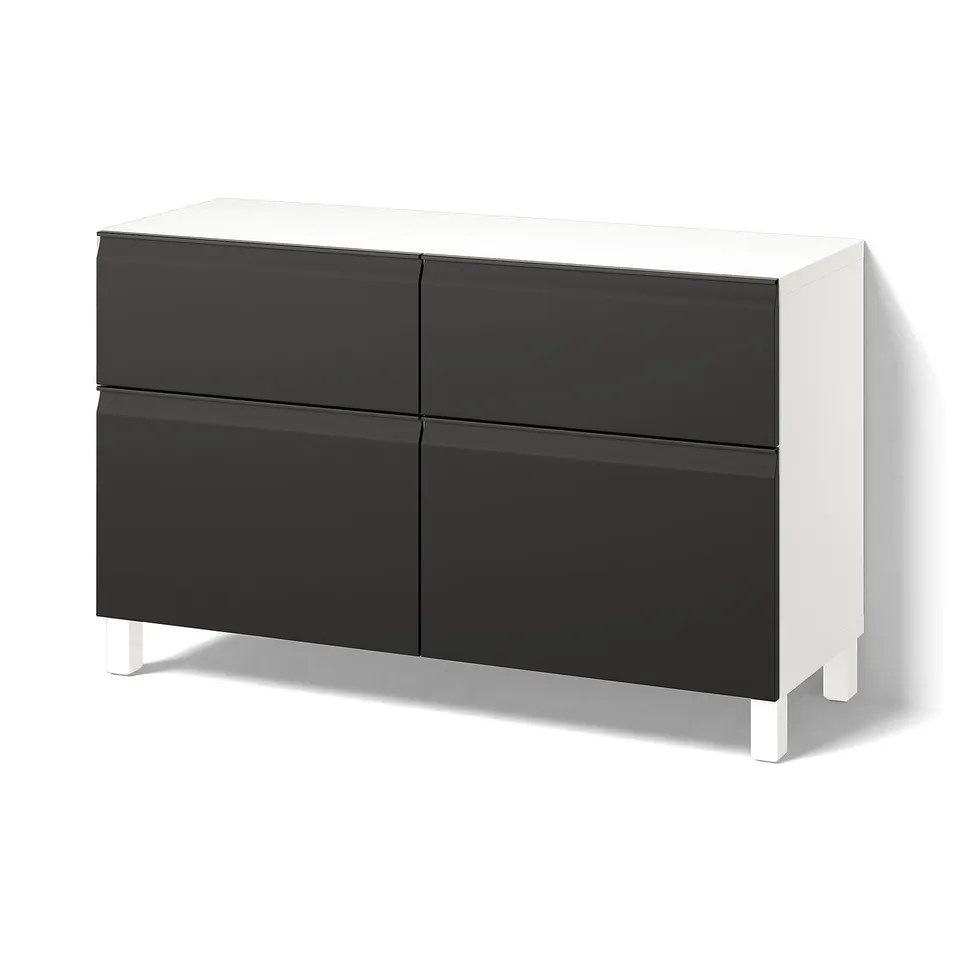 BESTÅ Storage combination w doors/drawers, white Hammarsmed/Stubbarp/anthracite, 120x42x74 cm