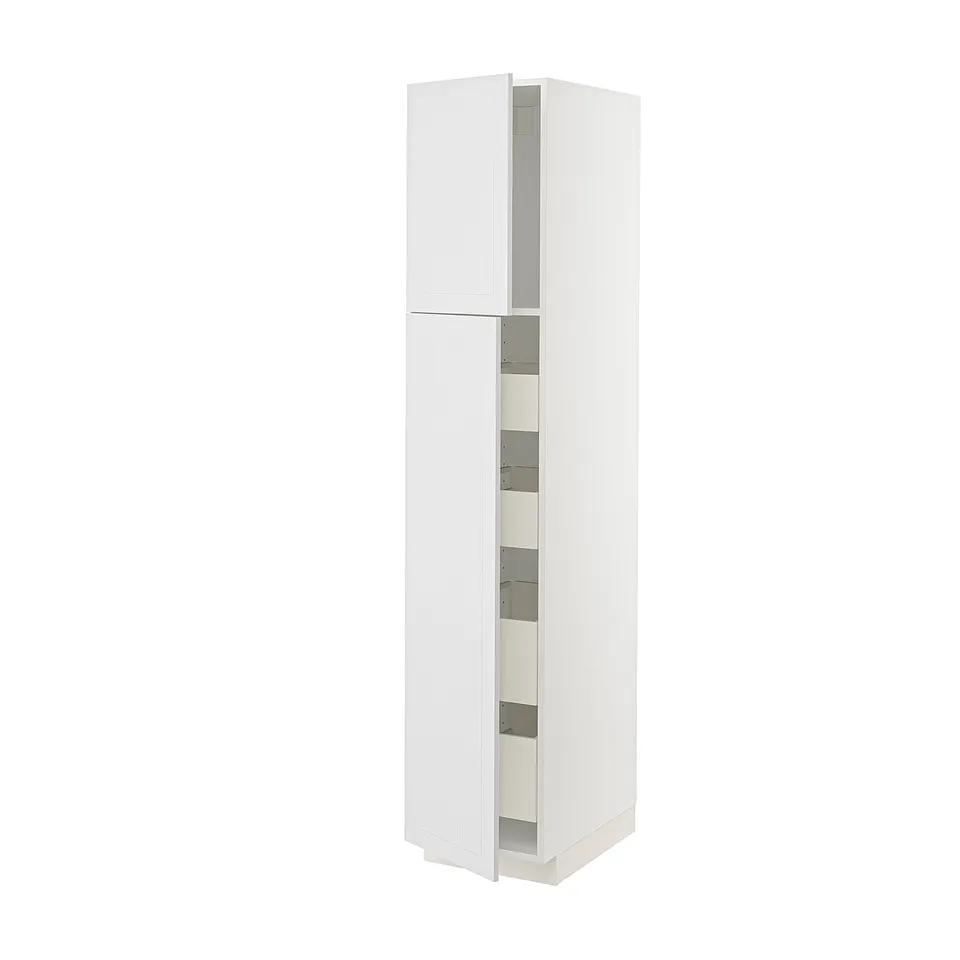 METOD white kitchen cabinet, rectangular, shallow, modern design.