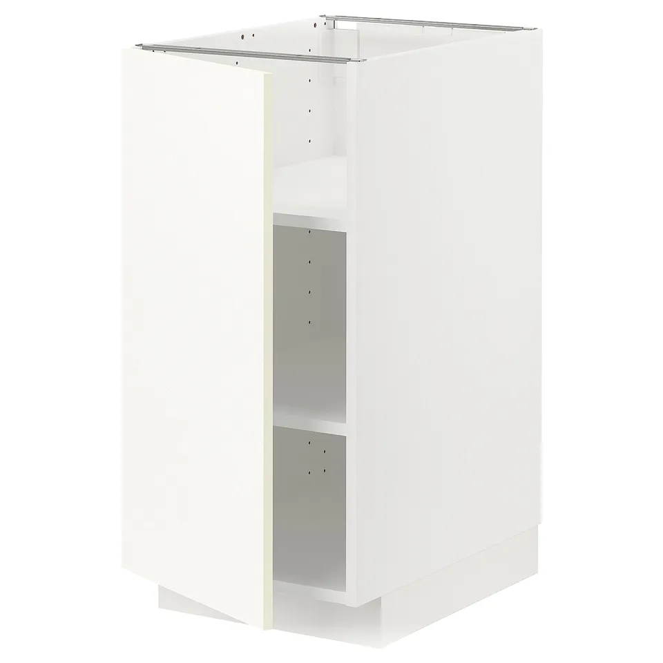 White METOD kitchen cabinet, rectangular, with two adjustable shelves, sleek modern design.