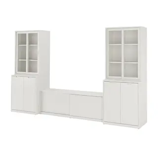 TONSTAD TV storage combination, off-white/clear glass, 339x47x201 cm