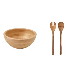 BLANDA/GRÖNSAKER set: serving bowl + 2-piece salad servers set
