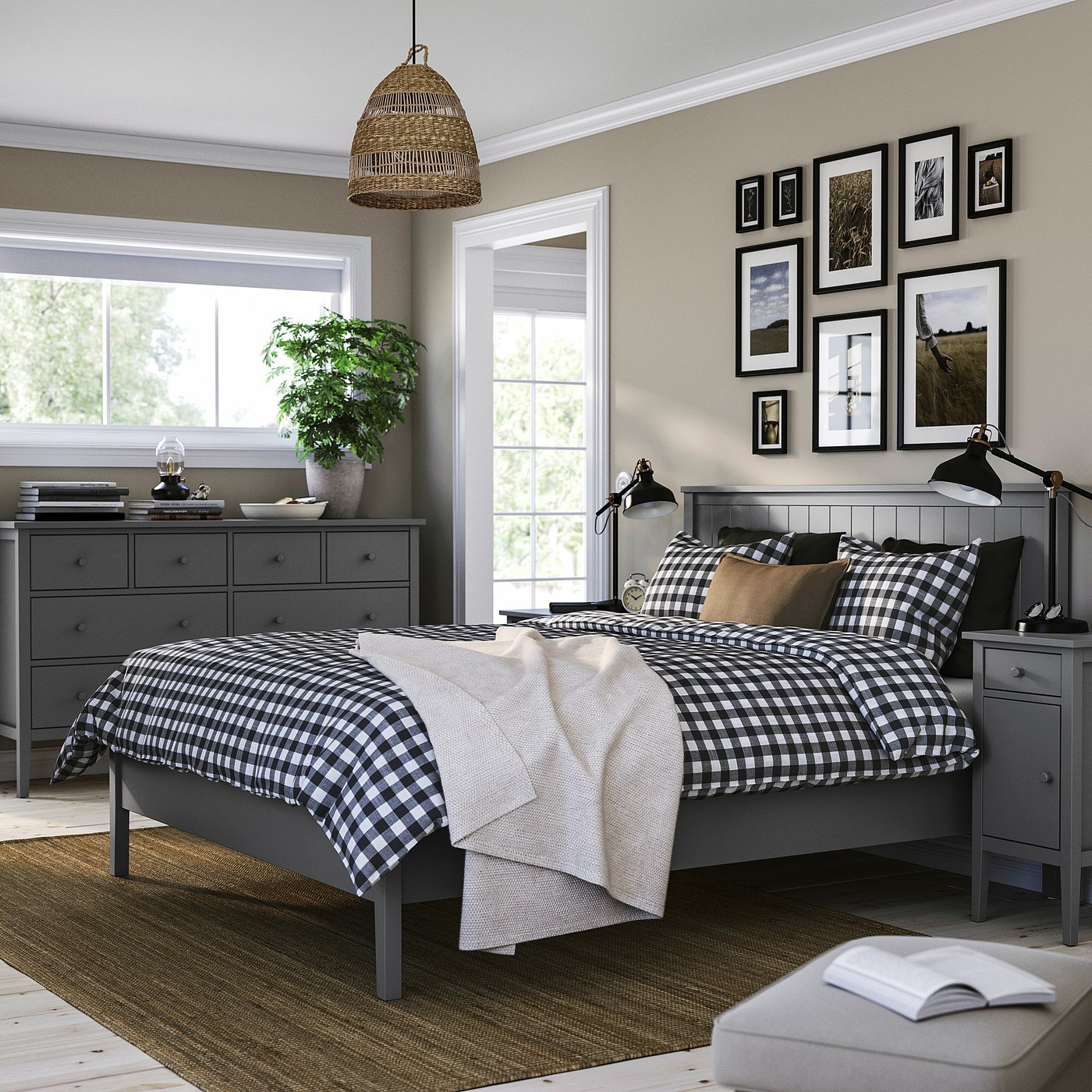 GULLABERG Bedroom furniture, set of 4, grey, 160x200 cm