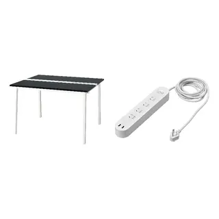 KOPPLA/MITTZON set: conference table + 4-way socket with 2 USB ports