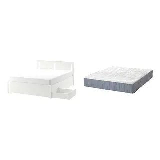 SONGESAND/VÅGSTRANDA Bed with 28cm thick mattress, pocket sprung, foam,7 comfort zones, extra firm