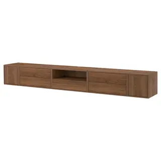 EKET media storage combination, brown/walnut effect with doors, 280x35x35 cm
