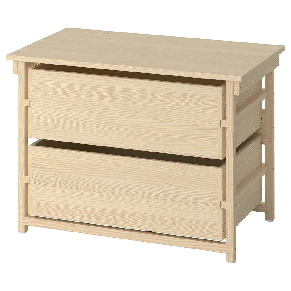 KRONÖREN Chest of 2 drawers, pine, 76x48x55 cm