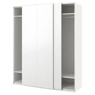 PAX / HASVIK wardrobe, white/white, 200x66x236 cm