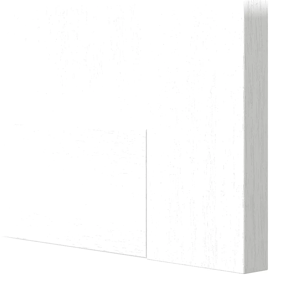 Close-up of METOD kitchen cabinet in sleek white finish, showing smooth texture and clean edges.