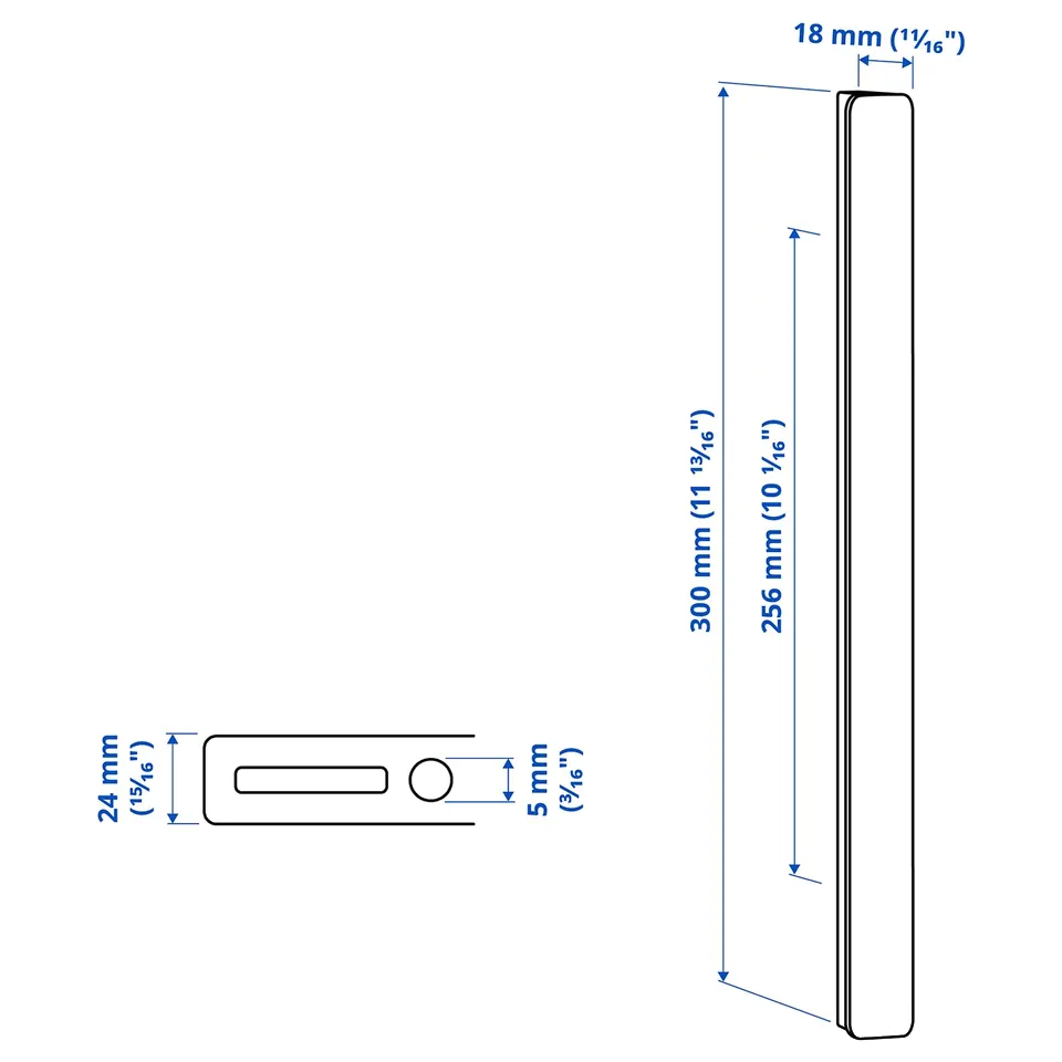 Illustration with measurements for the product: HACKÅS.