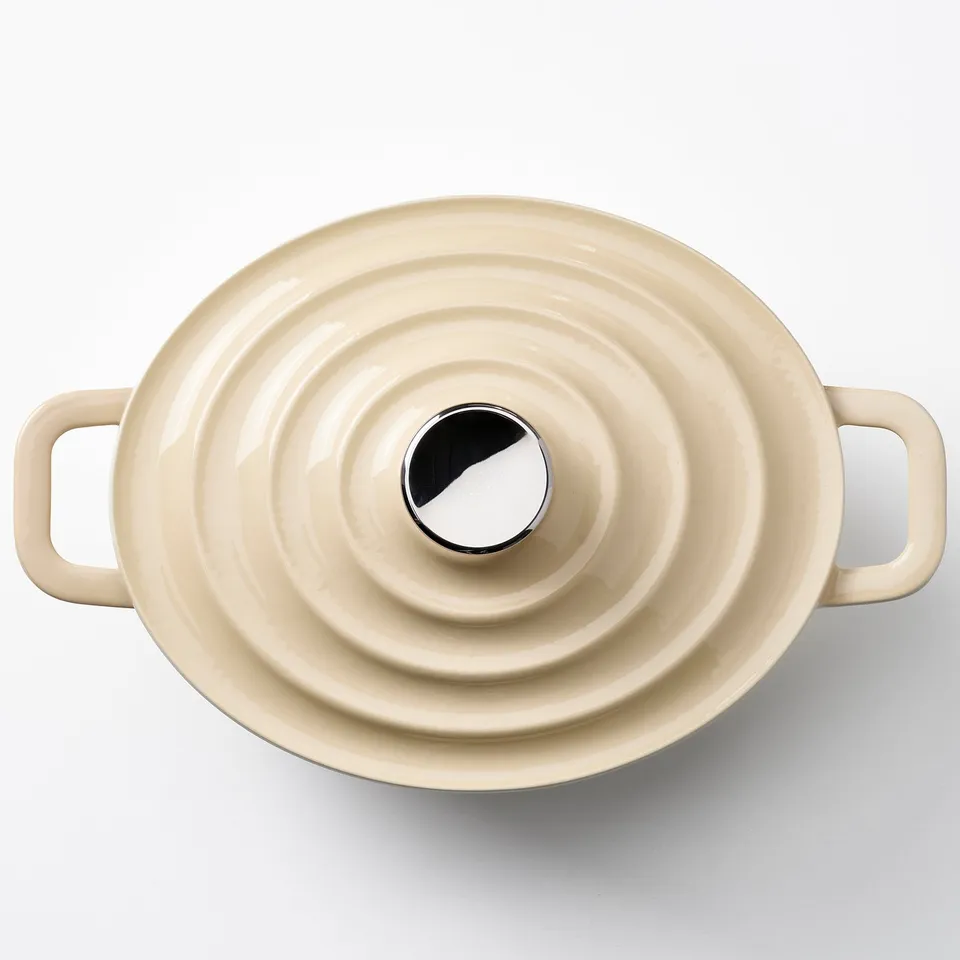 VARDAGEN Casserole with lid, enamelled cast iron light yellow, 4 l