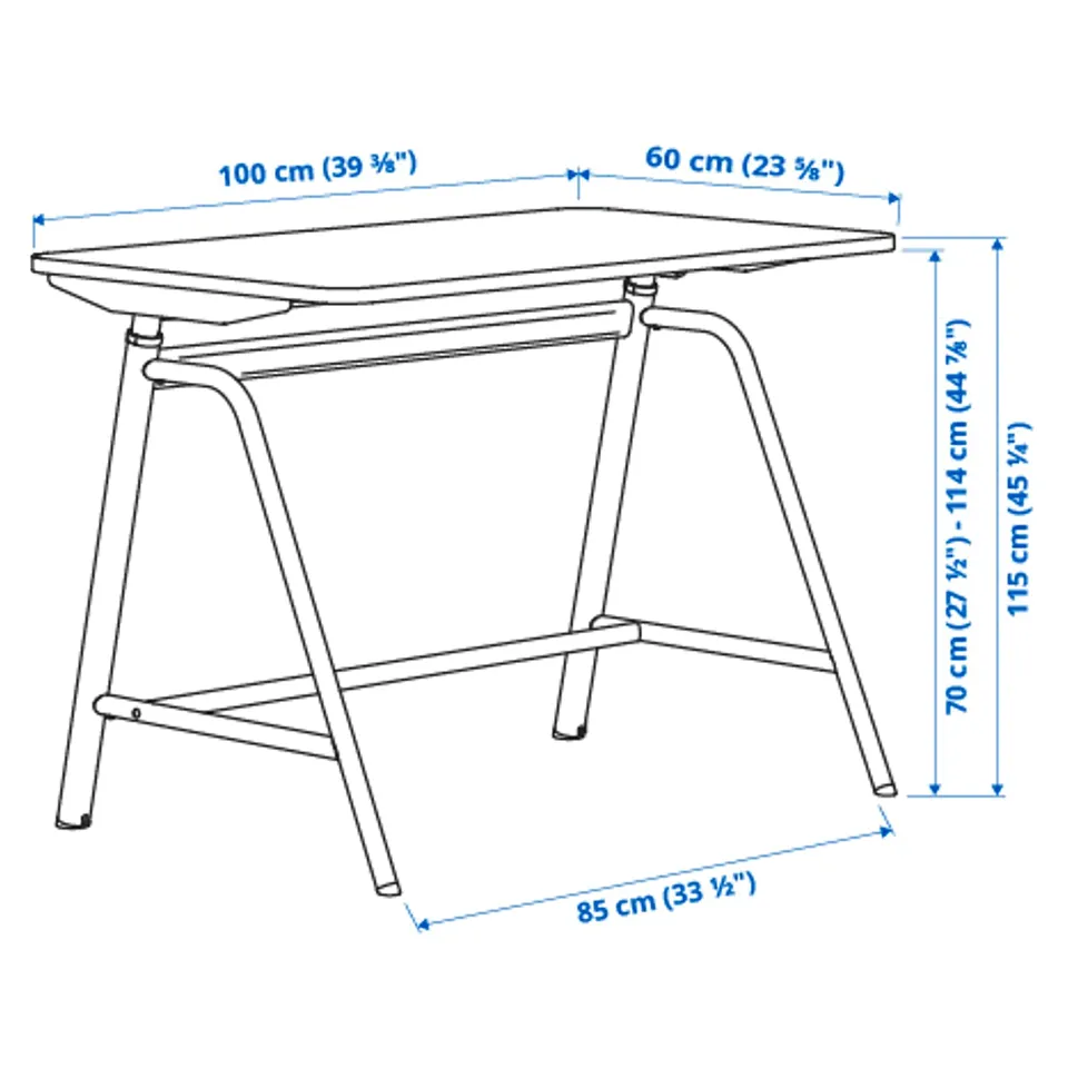 GLADHÖJDEN Desk sit/stand, white, 100x60 cm
