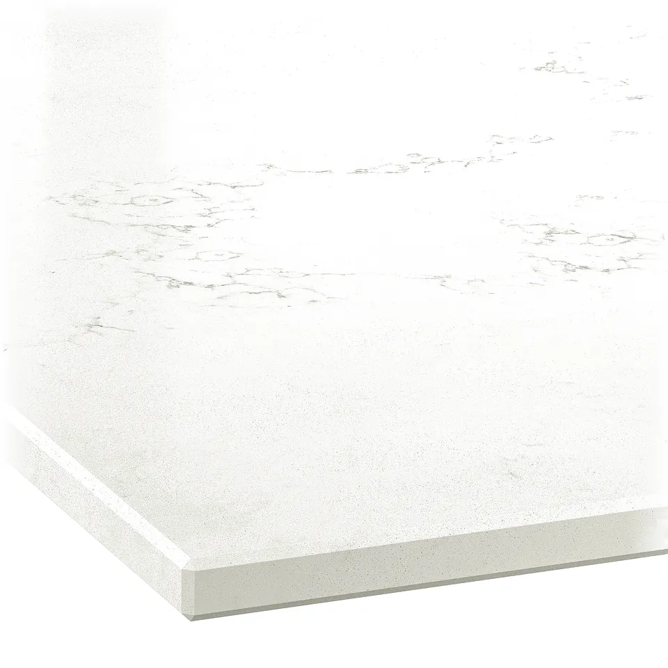 Sleek, recycled glass worktop; smooth, non-porous surface.