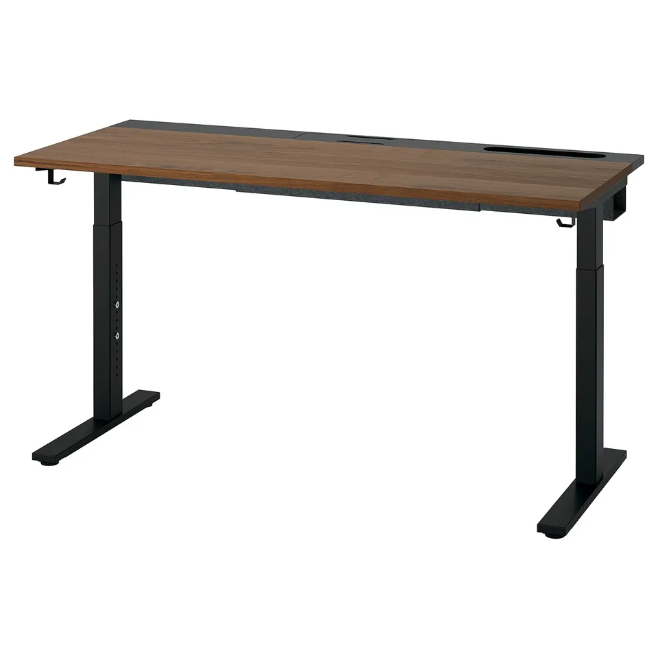 MITTZON desk: modern and adjustable with wooden top, metal legs, sleek design, perfect for home or office.