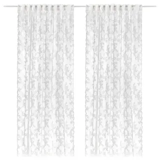 ALVINE SPETS net curtains, 1 pair, white/with heading tape, Width 145 x Length 280 cm