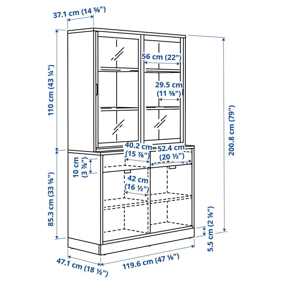 Illustration with measurements for the product: TONSTAD.