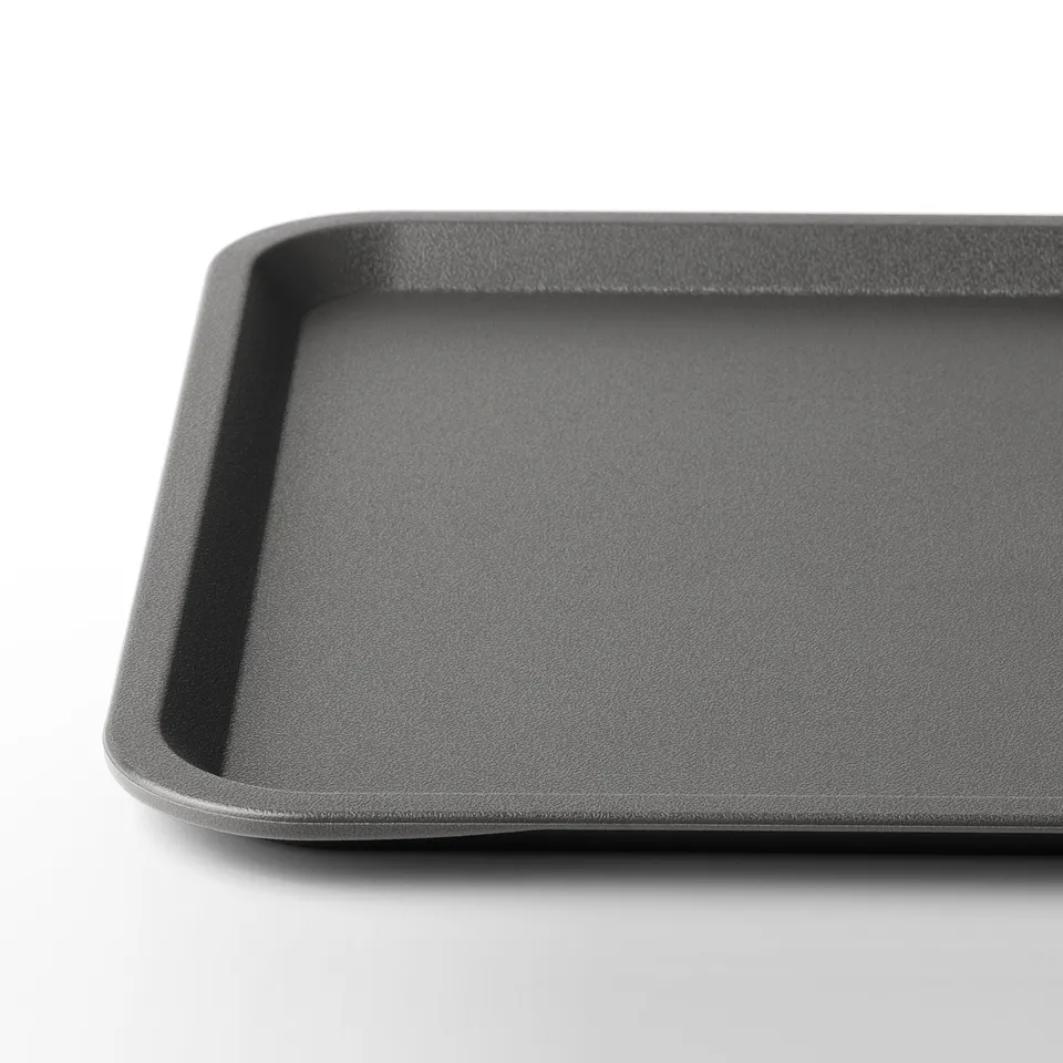 Dark grey rectangular tray, smooth edge, image shows quality surface.